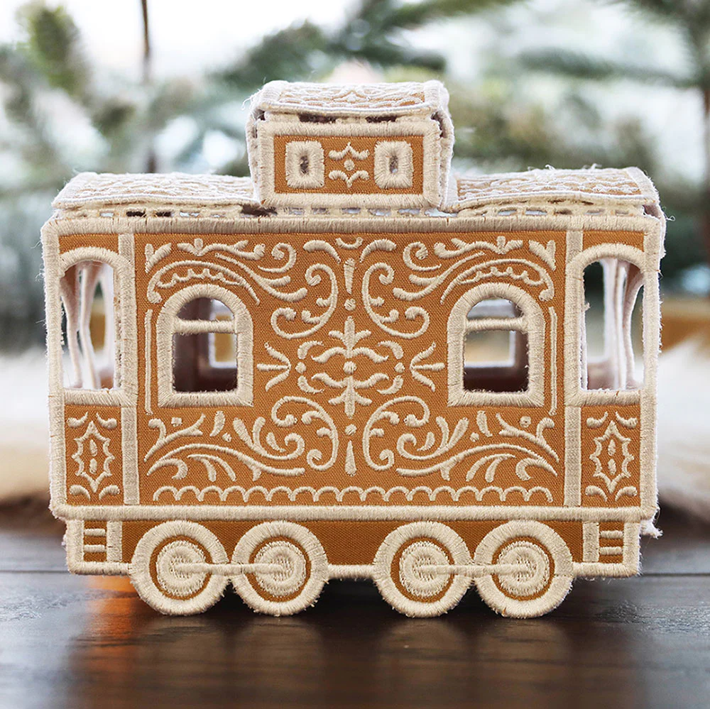 3D Christmas Gingerbread Train Caboose (In-the-Hoop) - Image 5