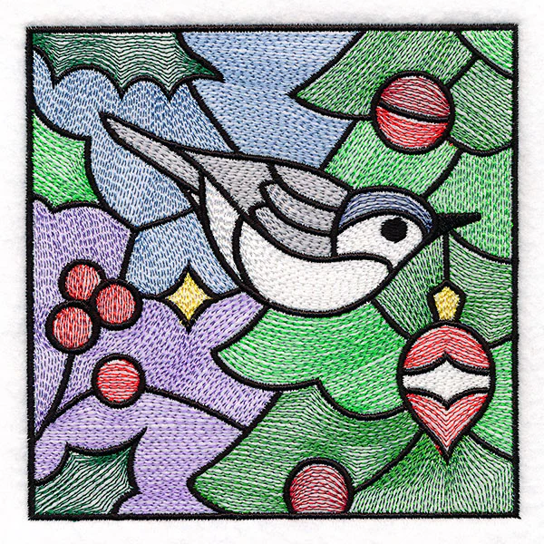 A Birds at Christmas Tree Scene Square 3 - Image 7