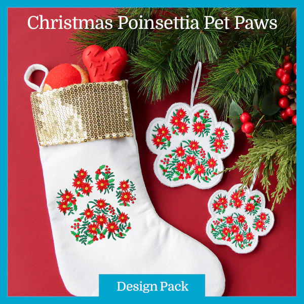 A Christmas Poinsettia Pet Paw Design Pack - Image 2
