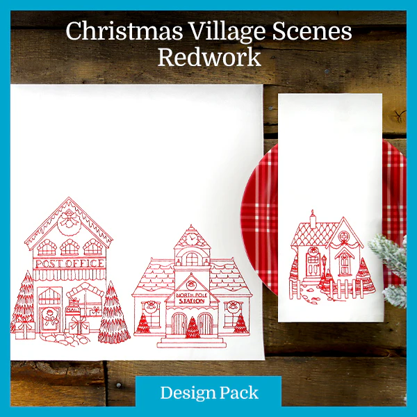 A Christmas Village Scenes (Redwork) Design Pack - Image 5