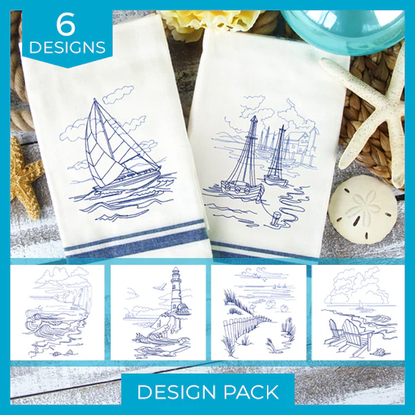 A Classic Beach Scenes (Bluework) Design Pack - Image 3