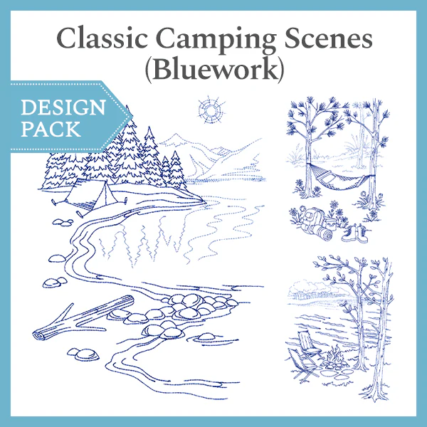 A Classic Camping Scenes (Bluework) Design Pack - Image 2