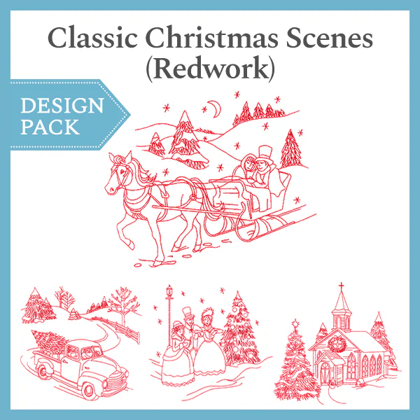 A Classic Christmas Scenes (Redwork) Design Pack - Image 3