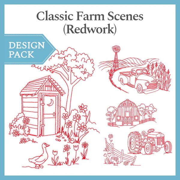 A Classic Farm Scenes (Redwork) Design Pack - Image 2
