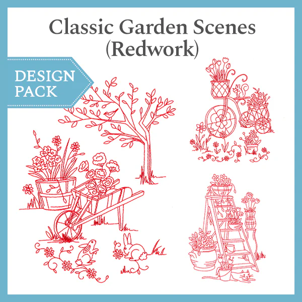 A Classic Garden Scenes (Redwork) Design Pack - Image 2