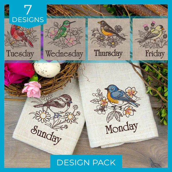 A Days of the Week Birds and Blooms Design Pack - Image 3