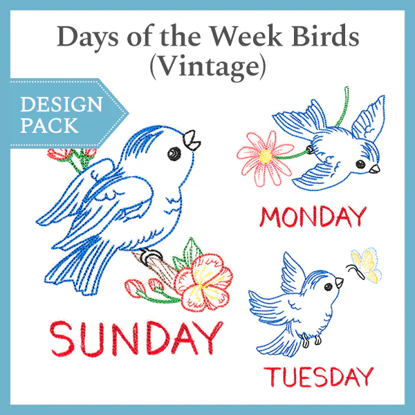 A Days of the Week Birds (Vintage) Design Pack - Image 2