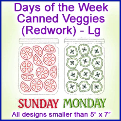 A Days of the Week Canned Veggies (Redwork) Design Pack - Image 3