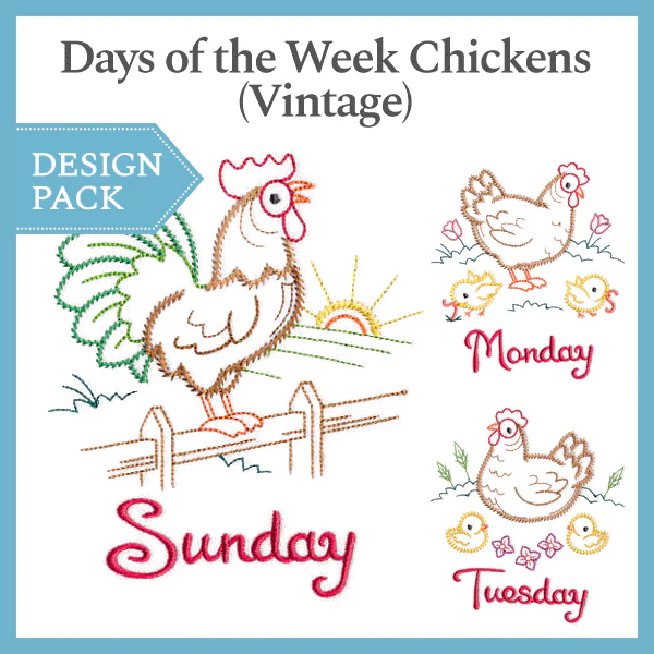A Days of the Week Chickens (Vintage) Design Pack - Image 2