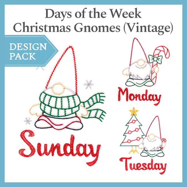 A Days of the Week Christmas Gnomes (Vintage) Design Pack - Image 2