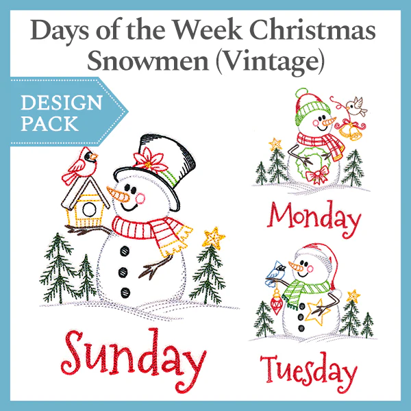 A Days of the Week Christmas Snowmen (Vintage) Design Pack