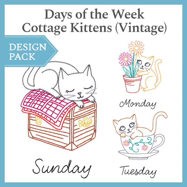 A Days of the Week Cottage Kittens (Vintage) Design Pack - Image 3