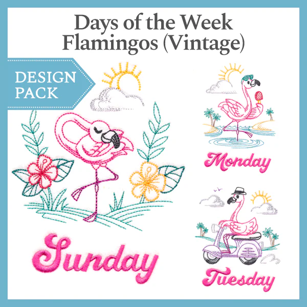 A Days of the Week Flamingos (Vintage) Design Pack - Image 2