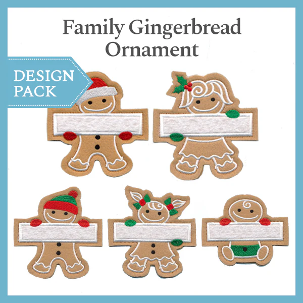 A Family Gingerbread Ornament Design Pack (In-the-Hoop) - Image 2