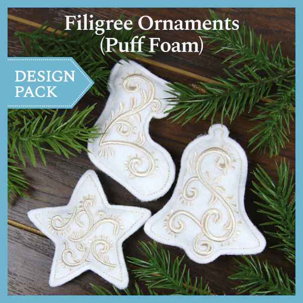 A Filigree Ornaments (Puff Foam) (In-the-Hoop) Design Pack - Image 2