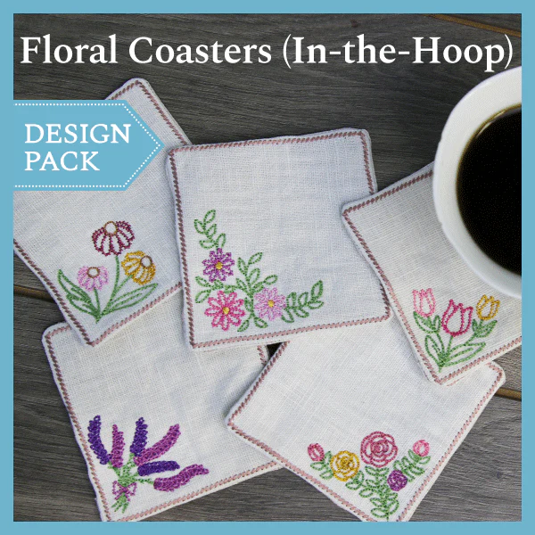 A Floral Coasters (In-the-Hoop) Design Pack - Image 2