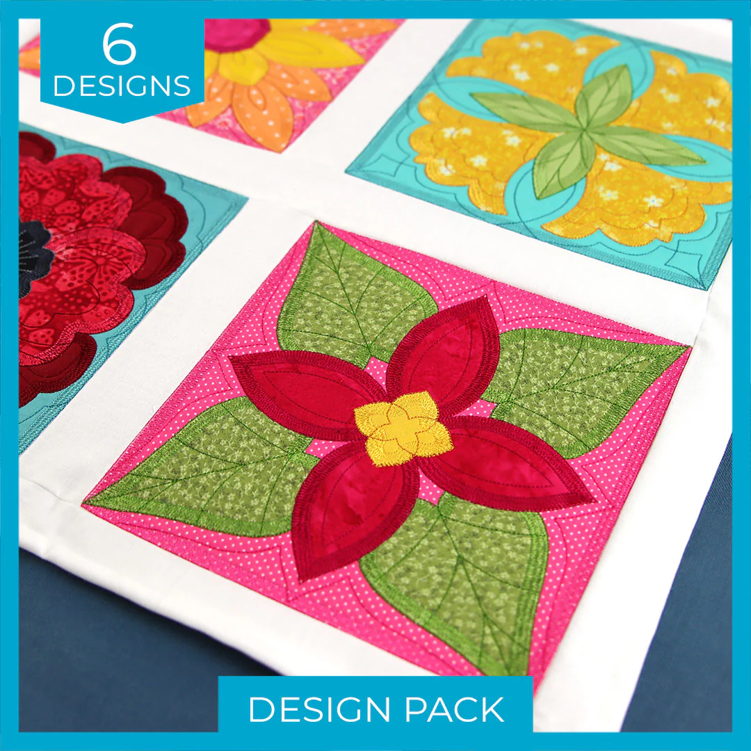 A Flowers in Bloom Quilt Block (In-the-Hoop) Design Pack - Image 3