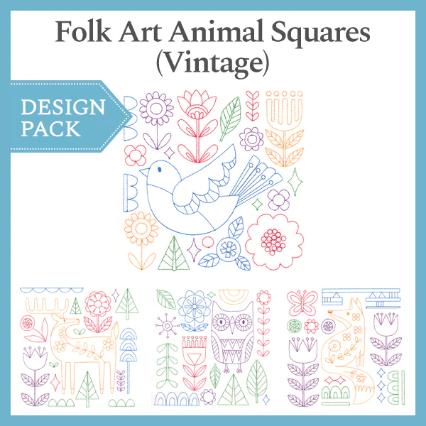 A Folk Art Animal Squares (Vintage) Design Pack - Image 5