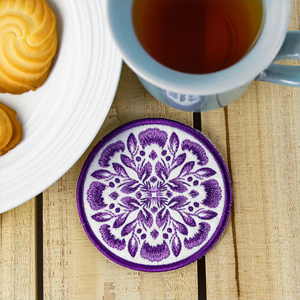 A Folk Flowers Coasters (In-the-Hoop) Design Pack - Image 4
