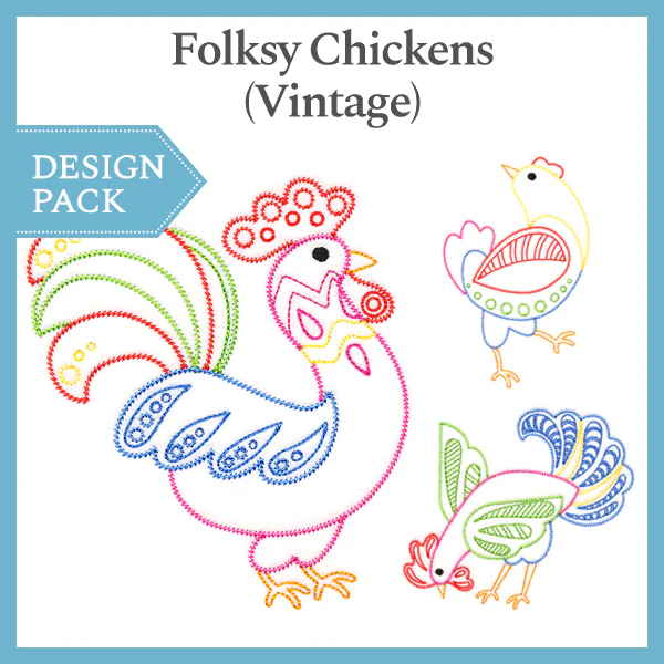 A Folksy Chickens (Vintage) Design Pack - Image 2