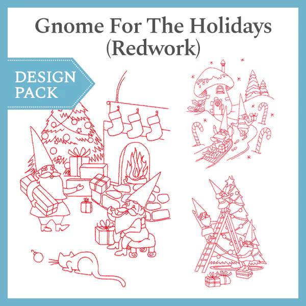 A Gnome For The Holidays (Redwork) Design Pack