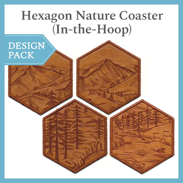 A Hexagon Nature Coaster (In-the-Hoop) Design Pack - Image 3