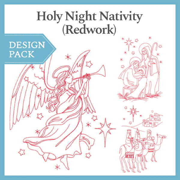 A Holy Night Nativity (Redwork) Design Pack - Image 4