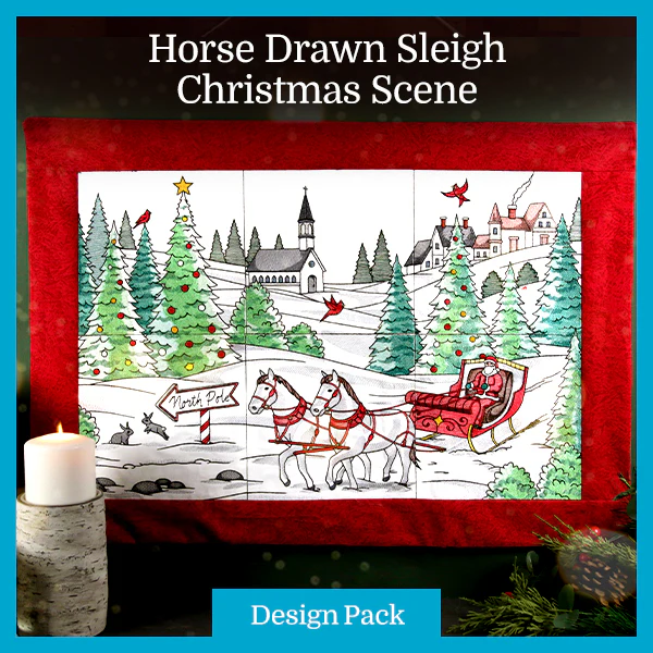 A Horse Drawn Sleigh Christmas Scene Design Pack - Image 5