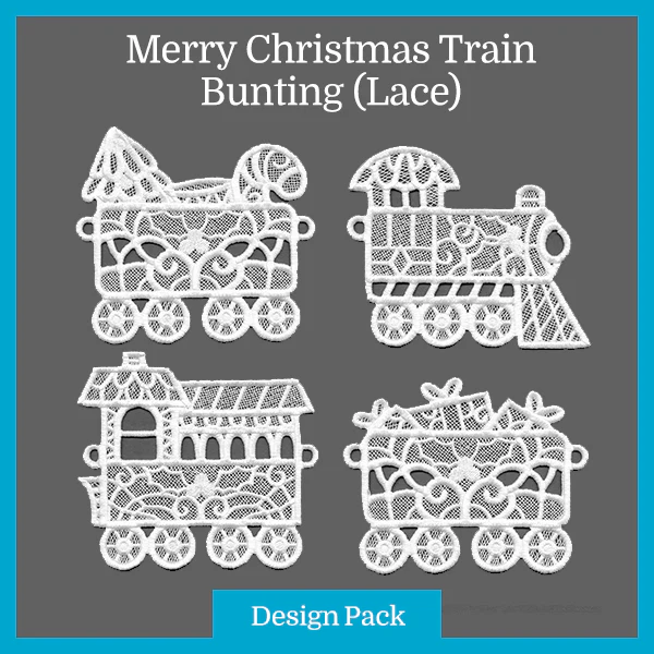 A Merry Christmas Train Bunting (Lace) Design Pack - Image 2
