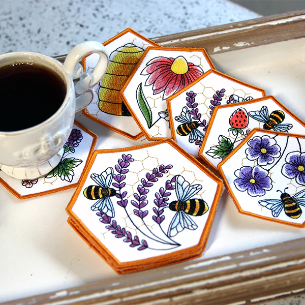 A Oh Honey Bee Coaster (In-the-Hoop) Design Pack - Image 4