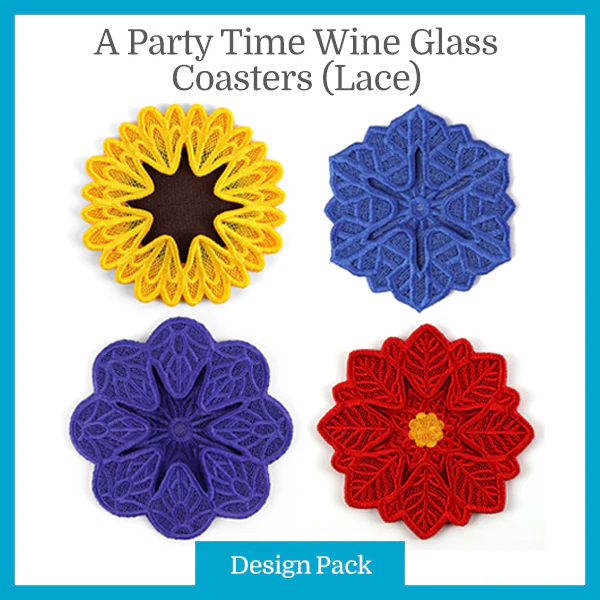 A Party Time Wine Glass Coasters (Lace) Design Pack - Image 6