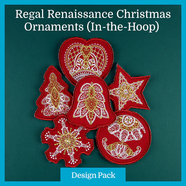 A Regal Renaissance Christmas Ornaments (In-the-Hoop) Design Pack - Image 2