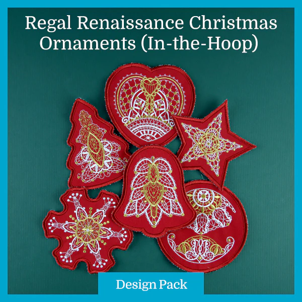 A Regal Renaissance Christmas Ornaments (In-the-Hoop) Design Pack - Image 3