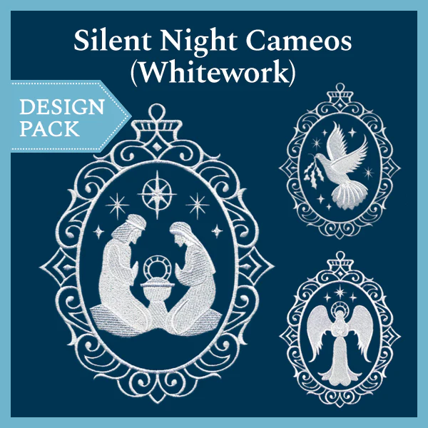 A Silent Night Cameos (Whitework) Design Pack - Image 4