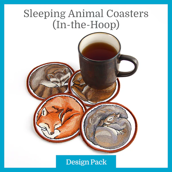 A Sleeping Animal Coasters (In-the-Hoop) Design Pack - Image 7