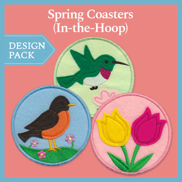 A Spring Coasters (In-the-Hoop) Design Pack - Image 3