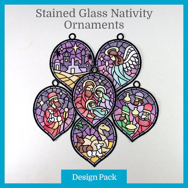 A Stained Glass Nativity Ornament Design Pack - Lg