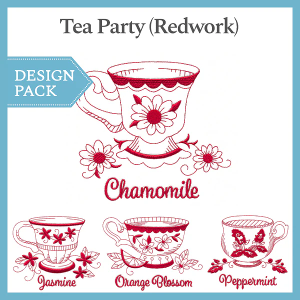 A Tea Time (Redwork) Design Pack - Image 2