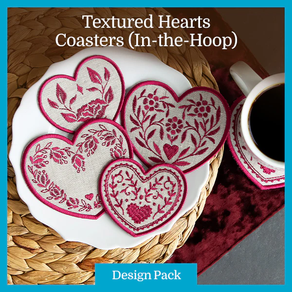A Textured Hearts Coasters (In-the-Hoop) Design Pack - Image 13