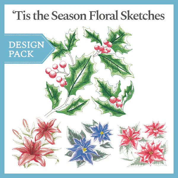 A 'Tis the Season Floral Sketches Design Pack - Image 3