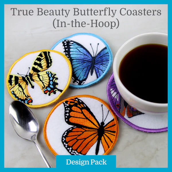 A True Beauty Butterfly Coasters (In-the-Hoop) Design Pack - Image 2