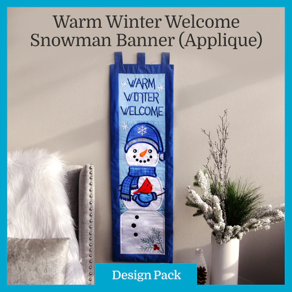 A Warm Winter Welcome Snowman Banner (Applique) Design Pack - Image 4