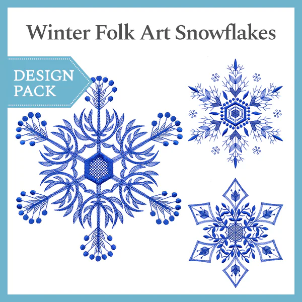 A Winter Folk Art Snowflake Design Pack - Image 3