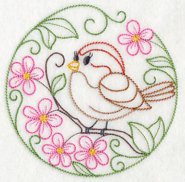 American Tree Sparrow and Apple Blossoms (Vintage) - Image 4