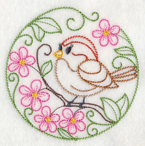 American Tree Sparrow and Apple Blossoms (Vintage) - Image 5