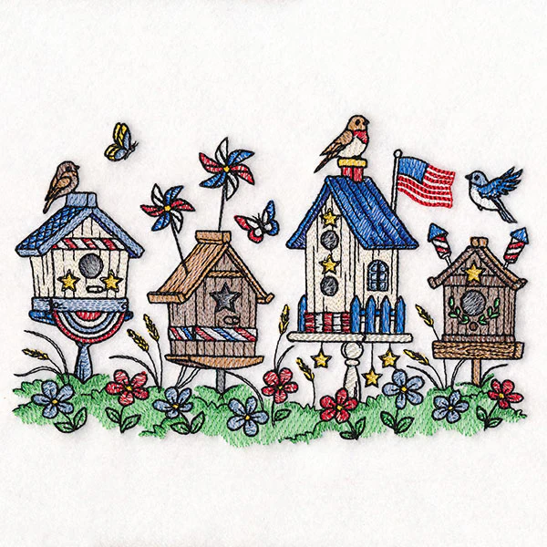 Americana Birdhouse Block Party Border - Image 5
