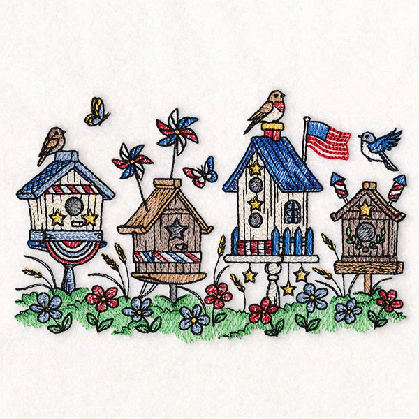 Americana Birdhouse Block Party Border - Image 7