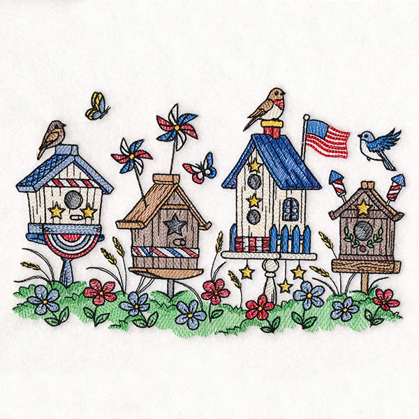 Americana Birdhouse Block Party Border - Image 9