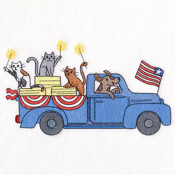 Americana Farm Parade - Cat and Dog Retro Truck - Image 9