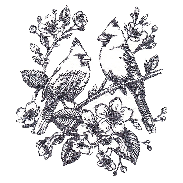 Antique Elegance Cardinal Etching - Image 2